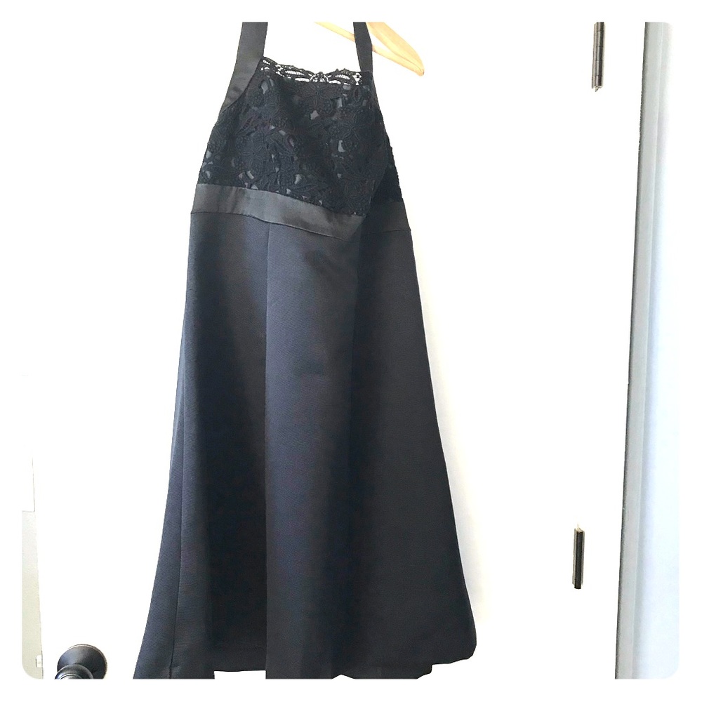 Black formal halter cocktail dress